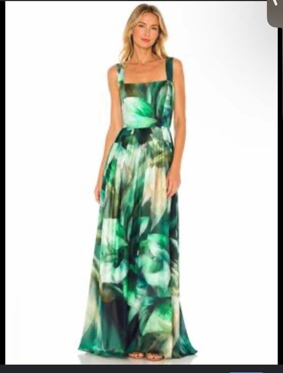 Amanda Uprichard Dresses & Skirts - Amanda Uprichard Green Leafy Print Square Neck Maxi Dress